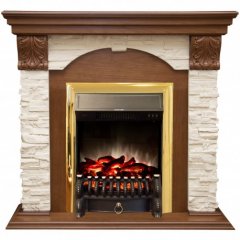 Каминокомплект RealFlame Dublin LUX STD/EUG AO с очагом Fobos s Lux Black/Brass